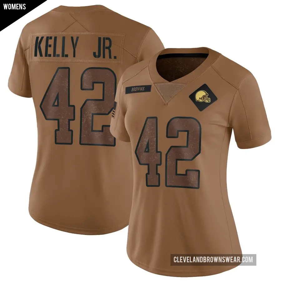 Women's Cleveland Browns ＃42 John Kelly Jr. Brown Limited 2023 Salute To Service Jersey