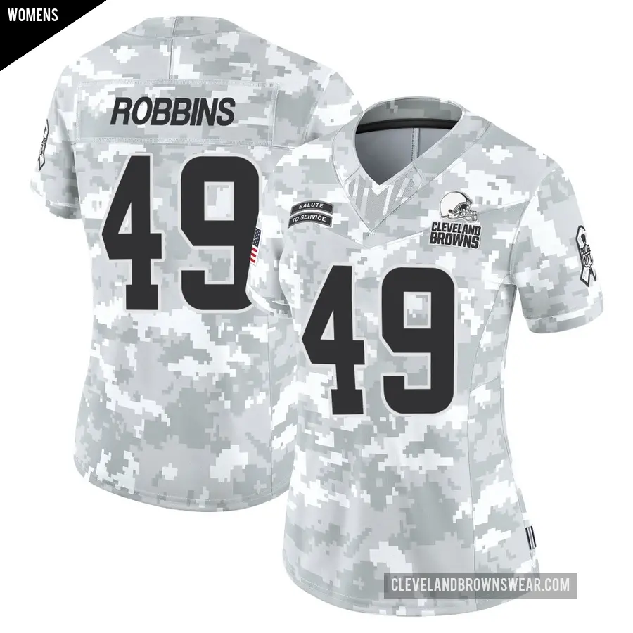 Women's Cleveland Browns ＃49 Aidan Robbins Arctic Camo Limited 2024 Salute to Service Jersey