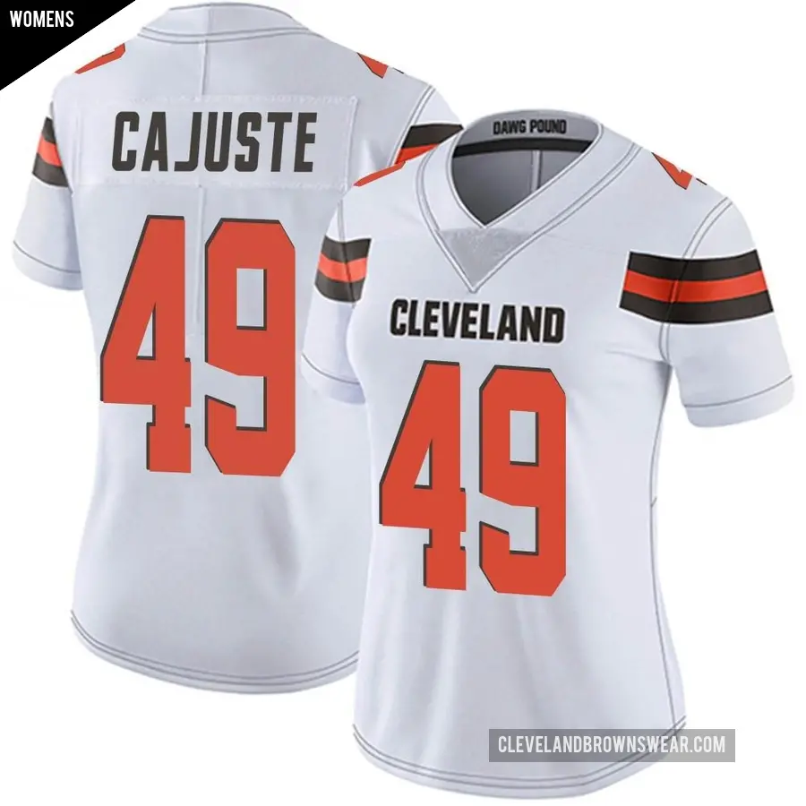 Women's Cleveland Browns ＃49 Devon Cajuste White Limited Vapor Untouchable Jersey