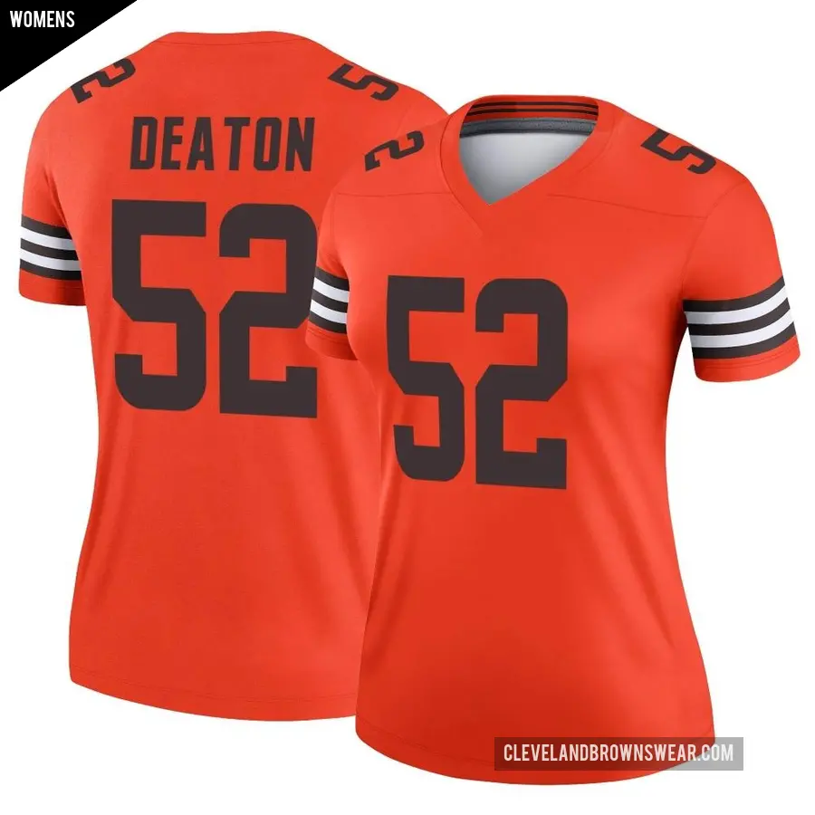 Women's Cleveland Browns ＃52 Dawson Deaton Orange Legend Inverted Jersey