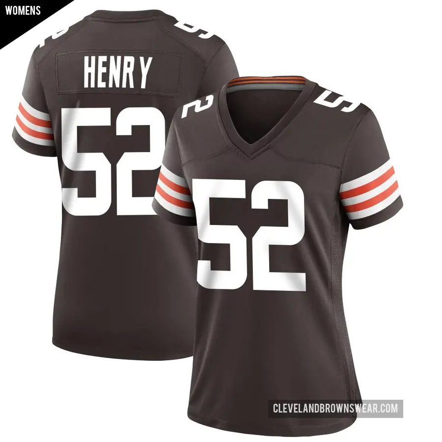 Women's Cleveland Browns ＃52 KJ Henry Brown Game Team Color Jersey