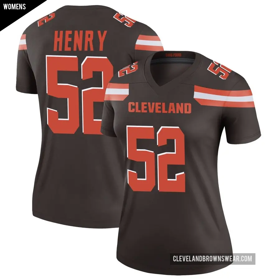 Women's Cleveland Browns ＃52 KJ Henry Brown Legend Jersey