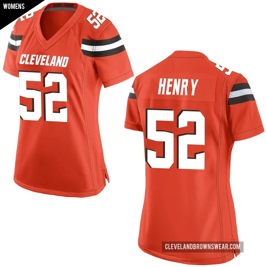 Women's Cleveland Browns ＃52 KJ Henry Orange Game Alternate Jersey