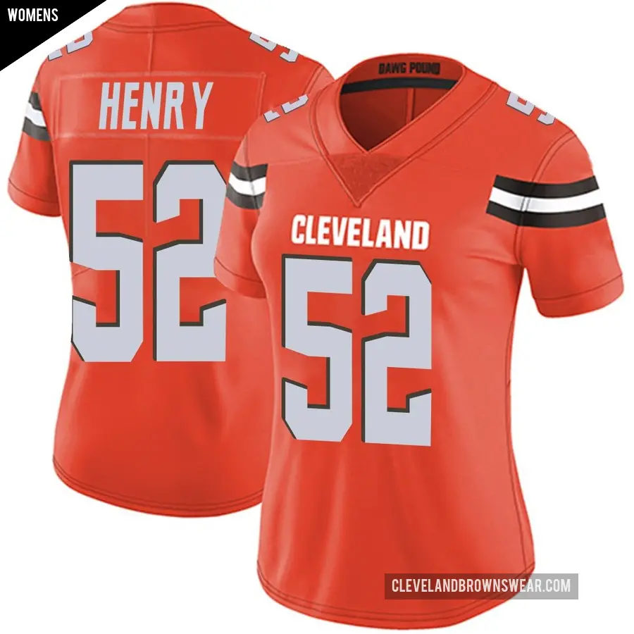 Women's Cleveland Browns ＃52 KJ Henry Orange Limited Alternate Vapor Untouchable Jersey
