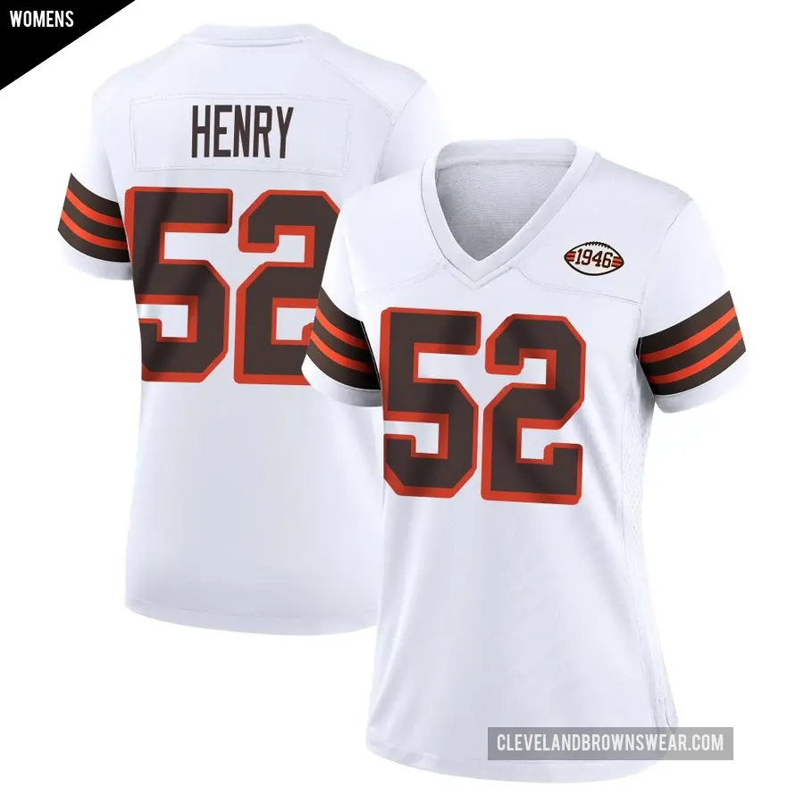 Women's Cleveland Browns ＃52 KJ Henry White Game 1946 Collection Alternate Jersey