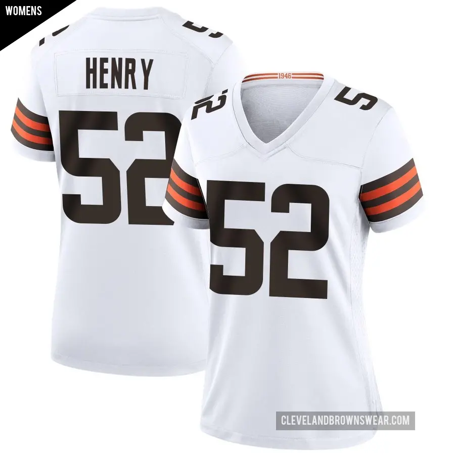 Women's Cleveland Browns ＃52 KJ Henry White Game Jersey