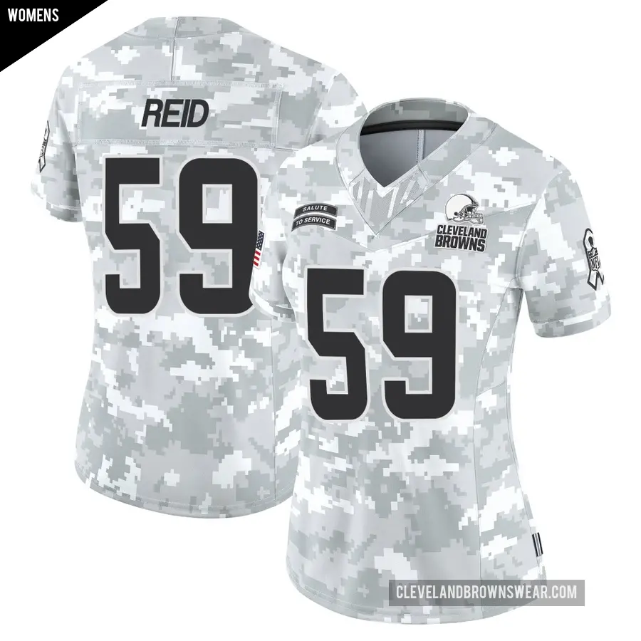 Women's Cleveland Browns ＃59 Winston Reid Arctic Camo Limited 2024 Salute to Service Jersey