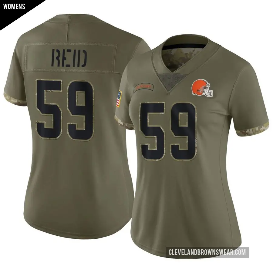 Women's Cleveland Browns ＃59 Winston Reid Olive Limited 2022 Salute To Service Jersey