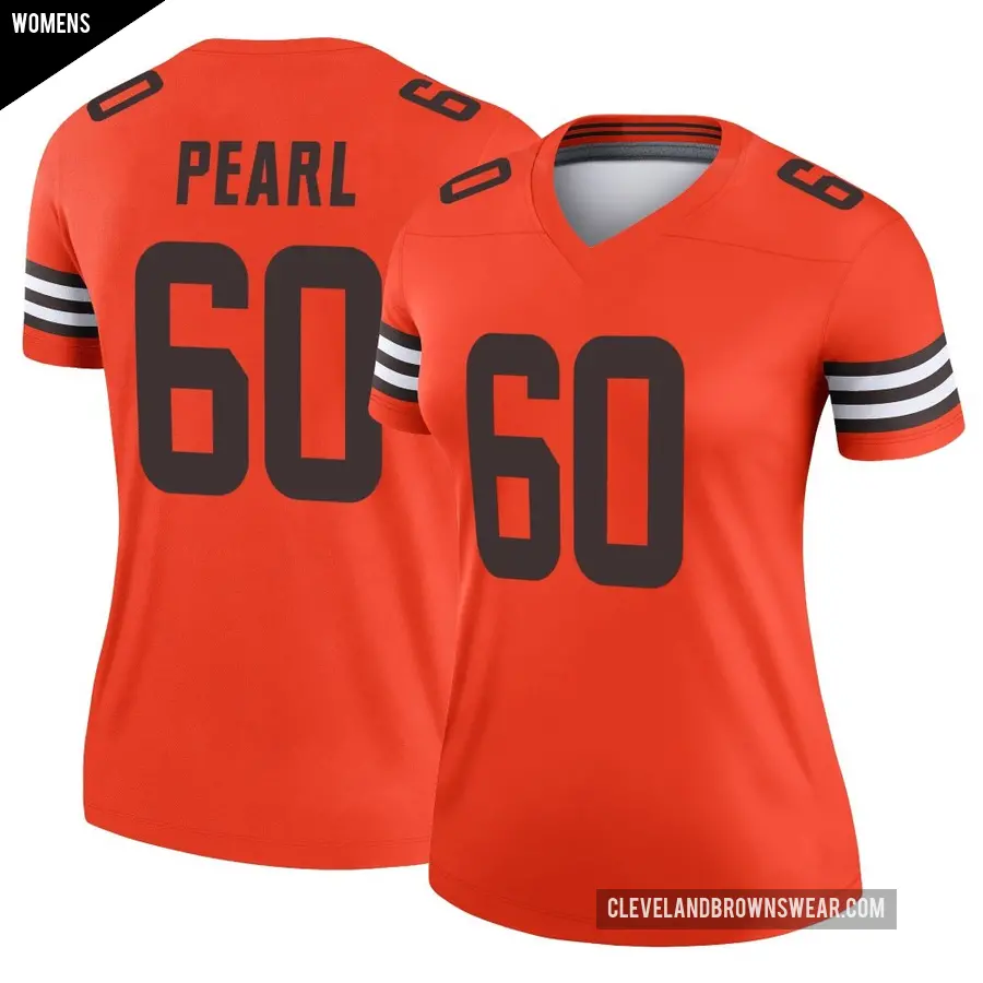 Women's Cleveland Browns ＃60 Julian Pearl Orange Legend Inverted Jersey