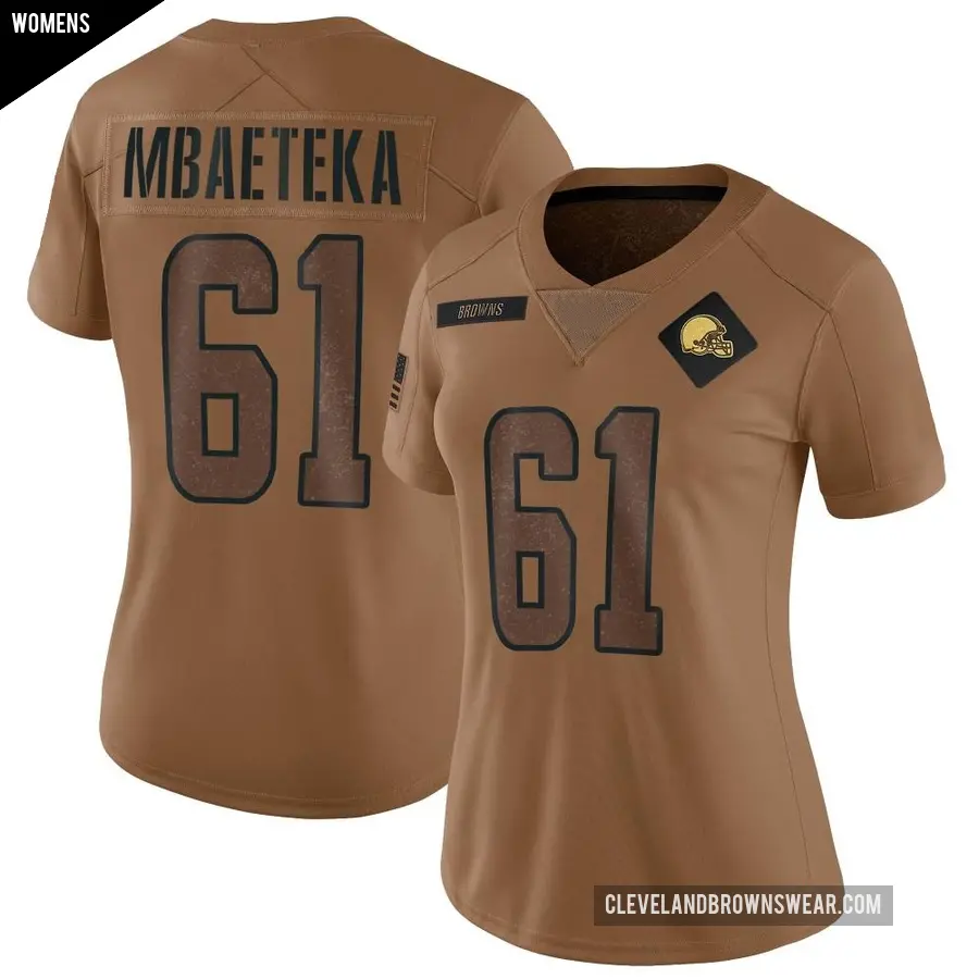 Women's Cleveland Browns ＃61 Roy Mbaeteka Brown Limited 2023 Salute To Service Jersey