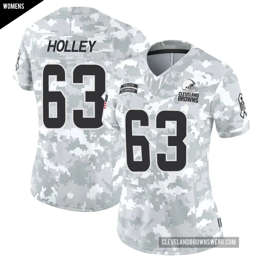 Women's Cleveland Browns ＃63 Ralph Holley Arctic Camo Limited 2024 Salute to Service Jersey