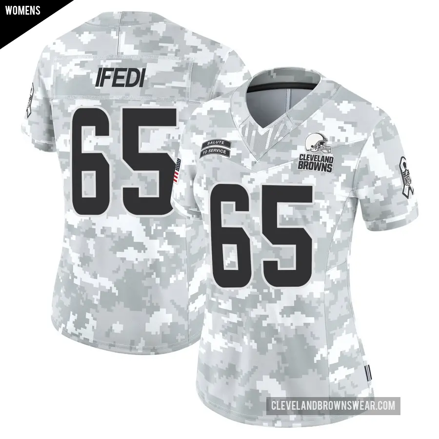 Women's Cleveland Browns ＃65 Germain Ifedi Arctic Camo Limited 2024 Salute to Service Jersey