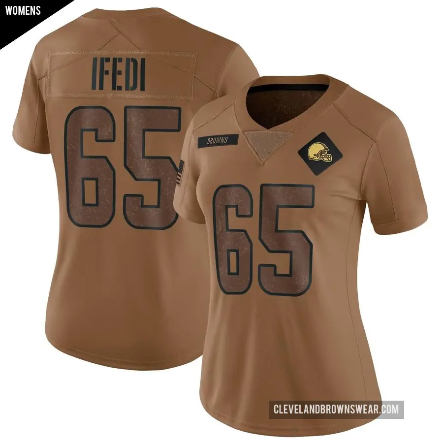 Women's Cleveland Browns ＃65 Germain Ifedi Brown Limited 2023 Salute To Service Jersey