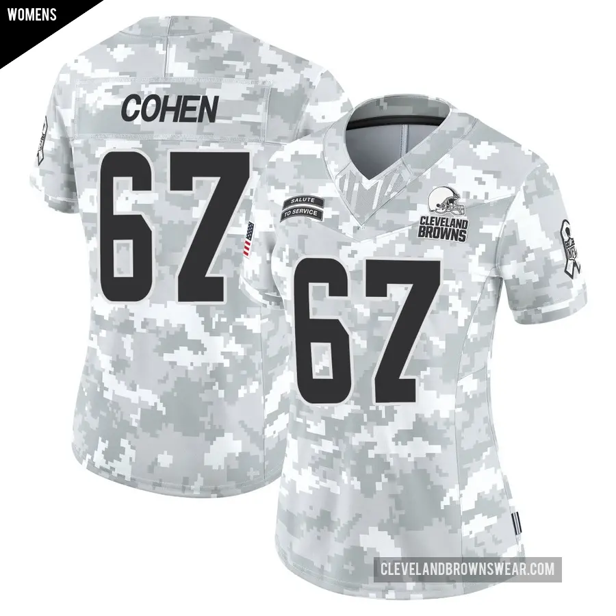 Women's Cleveland Browns ＃67 Javion Cohen Arctic Camo Limited 2024 Salute to Service Jersey