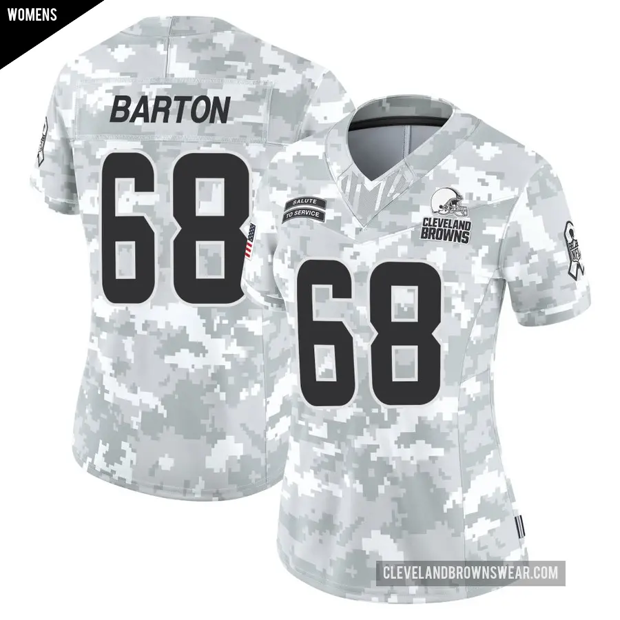 Women's Cleveland Browns ＃68 Jackson Barton Arctic Camo Limited 2024 Salute to Service Jersey