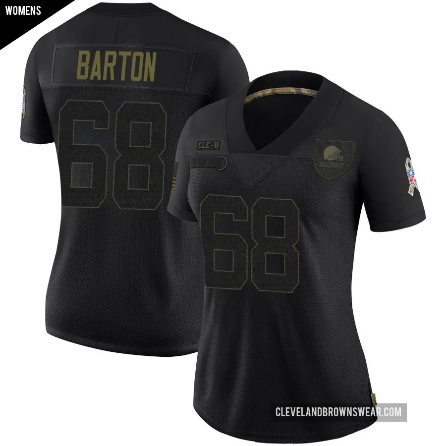 Women's Cleveland Browns ＃68 Jackson Barton Black Limited 2020 Salute To Service Jersey