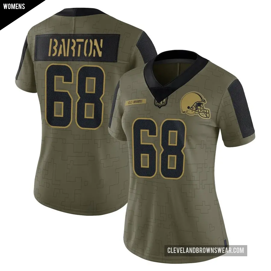 Women's Cleveland Browns ＃68 Jackson Barton Olive Limited 2021 Salute To Service Jersey