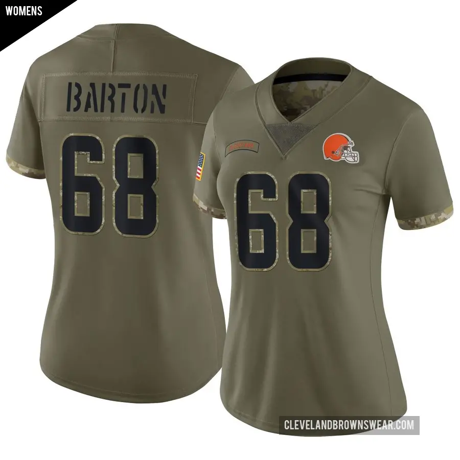 Women's Cleveland Browns ＃68 Jackson Barton Olive Limited 2022 Salute To Service Jersey