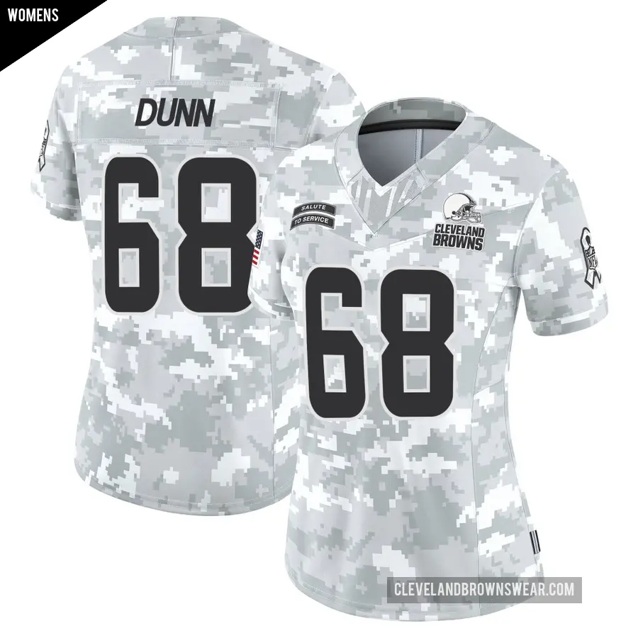 Women's Cleveland Browns ＃68 Michael Dunn Arctic Camo Limited 2024 Salute to Service Jersey