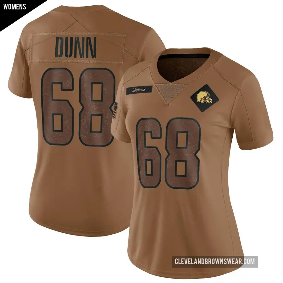 Women's Cleveland Browns ＃68 Michael Dunn Brown Limited 2023 Salute To Service Jersey