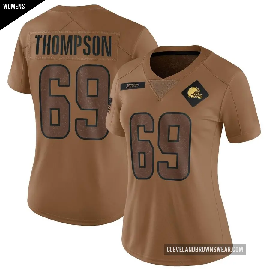Women's Cleveland Browns ＃69 Lorenzo Thompson Brown Limited 2023 Salute To Service Jersey