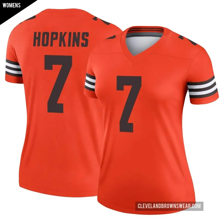 Women's Cleveland Browns ＃7 Dustin Hopkins Orange Legend Inverted Jersey