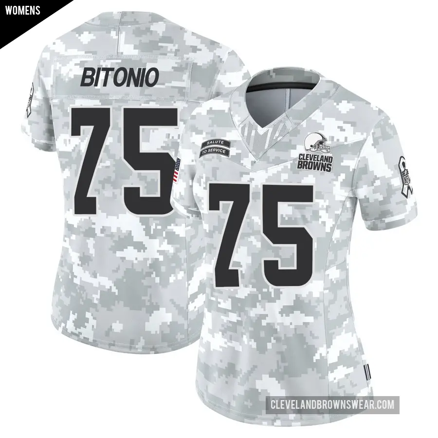 Women's Cleveland Browns ＃75 Joel Bitonio Arctic Camo Limited 2024 Salute to Service Jersey
