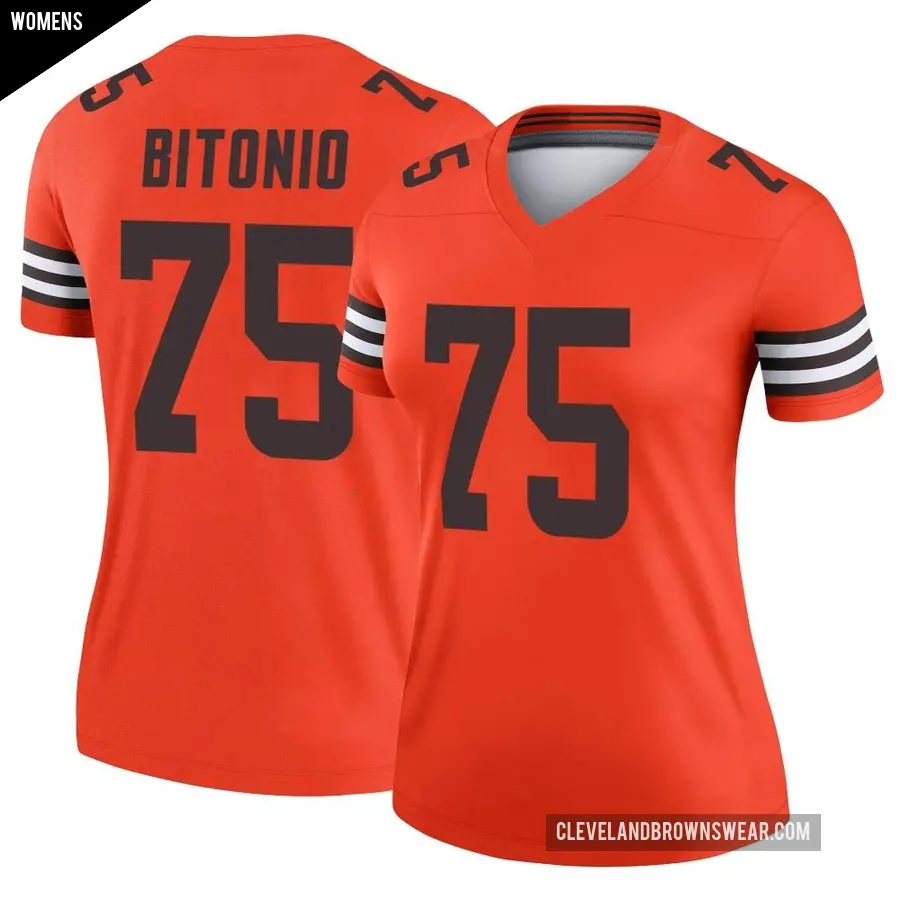 Women's Cleveland Browns ＃75 Joel Bitonio Orange Legend Inverted Jersey
