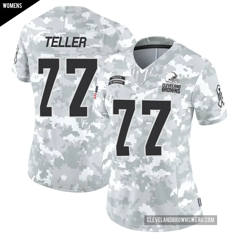 Women's Cleveland Browns ＃77 Wyatt Teller Arctic Camo Limited 2024 Salute to Service Jersey