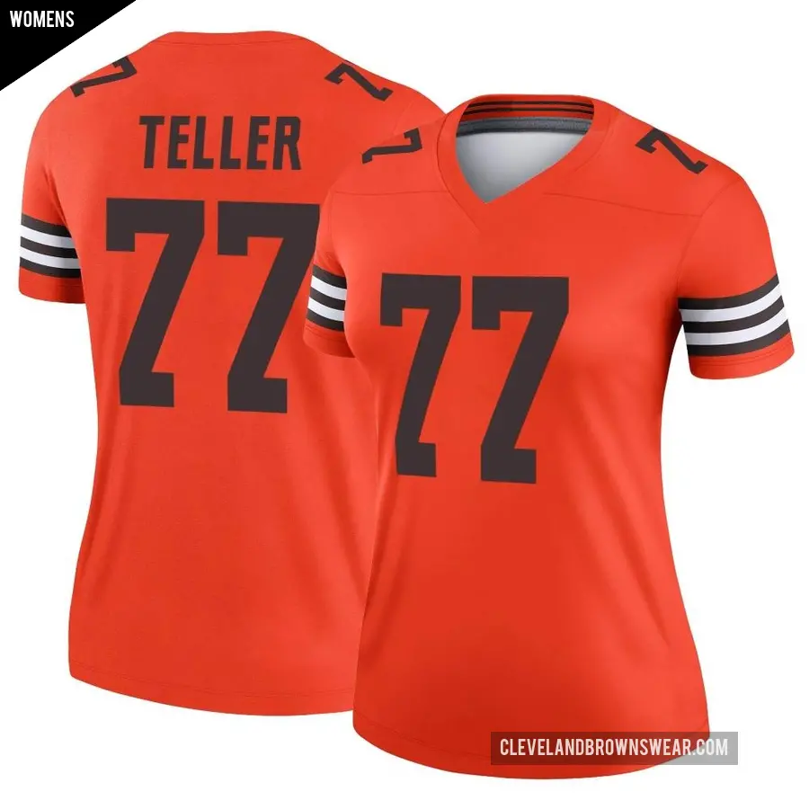 Women's Cleveland Browns ＃77 Wyatt Teller Orange Legend Inverted Jersey
