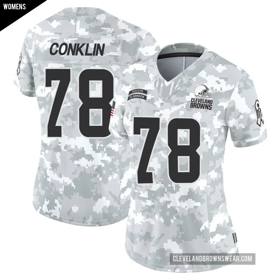 Women's Cleveland Browns ＃78 Jack Conklin Arctic Camo Limited 2024 Salute to Service Jersey