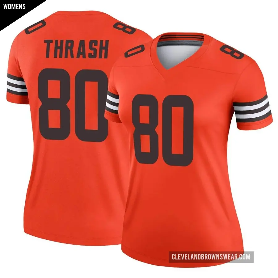 Women's Cleveland Browns ＃80 Jamari Thrash Orange Legend Inverted Jersey