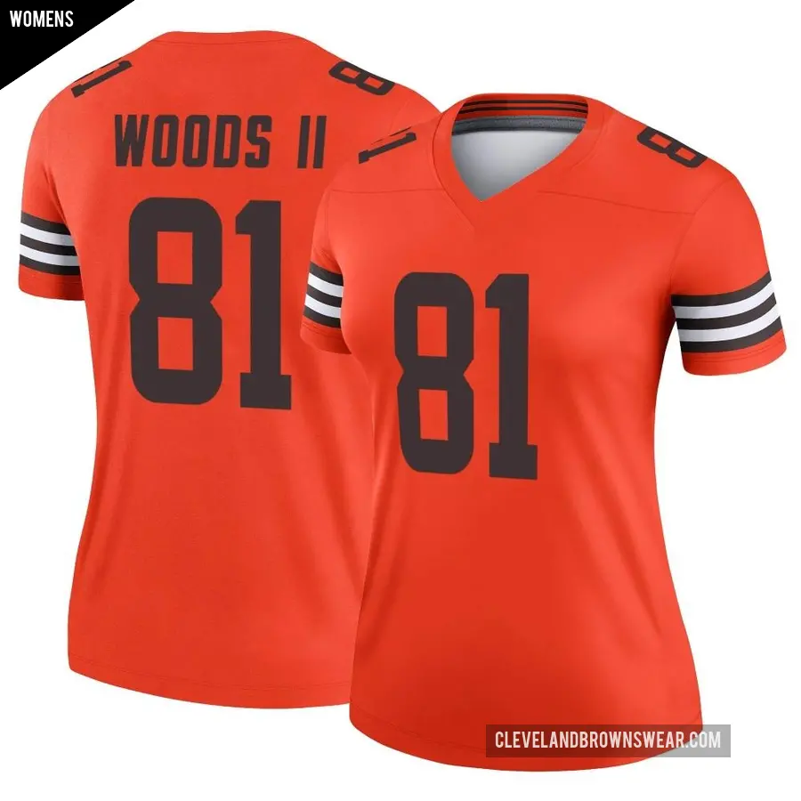 Women's Cleveland Browns ＃81 Michael Woods II Orange Legend Inverted Jersey