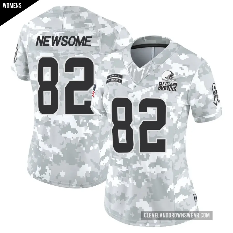 Women's Cleveland Browns ＃82 Ozzie Newsome Arctic Camo Limited 2024 Salute to Service Jersey