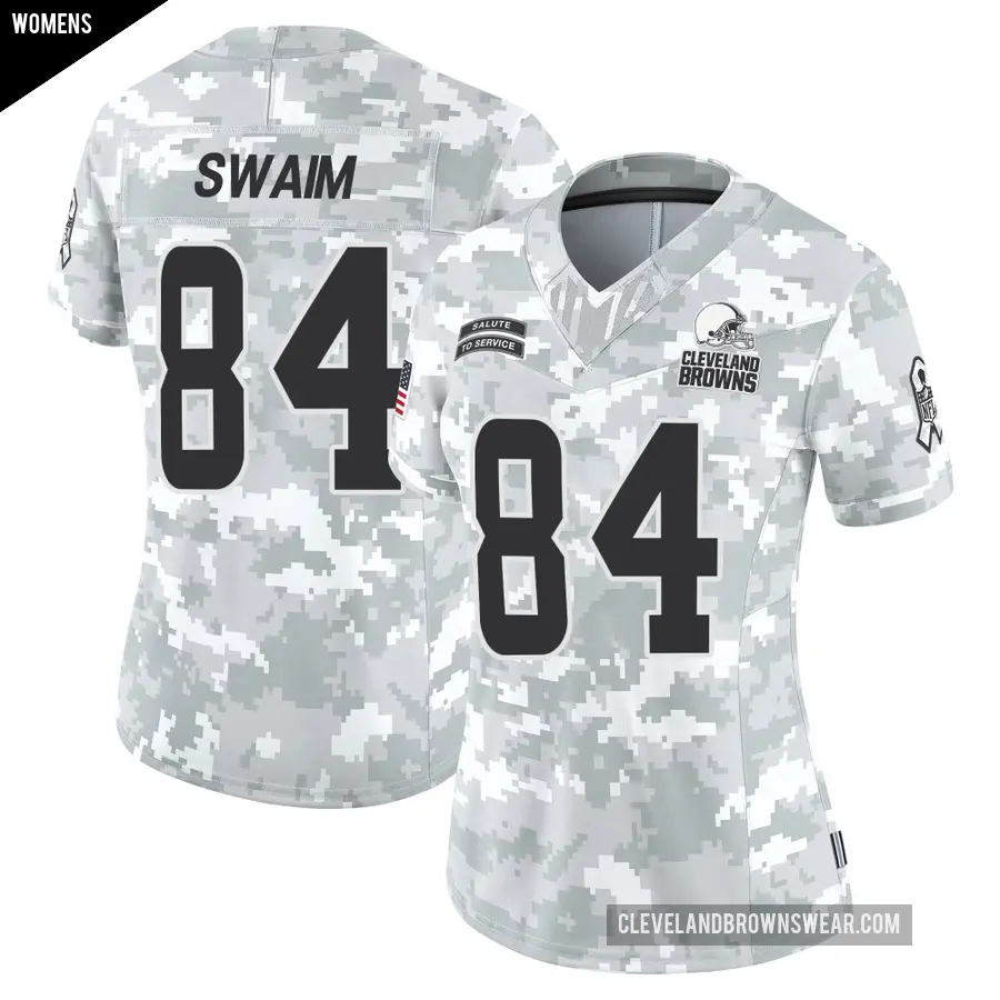 Women's Cleveland Browns ＃84 Geoff Swaim Arctic Camo Limited 2024 Salute to Service Jersey