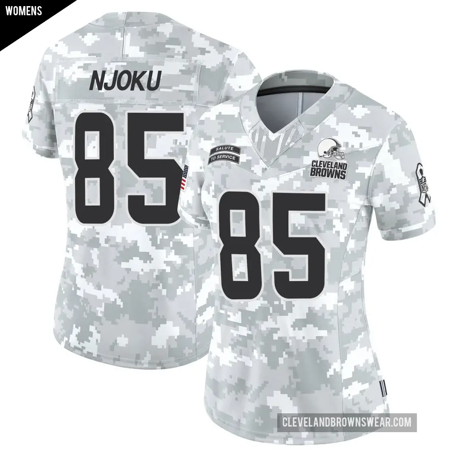 Women's Cleveland Browns ＃85 David Njoku Arctic Camo Limited 2024 Salute to Service Jersey