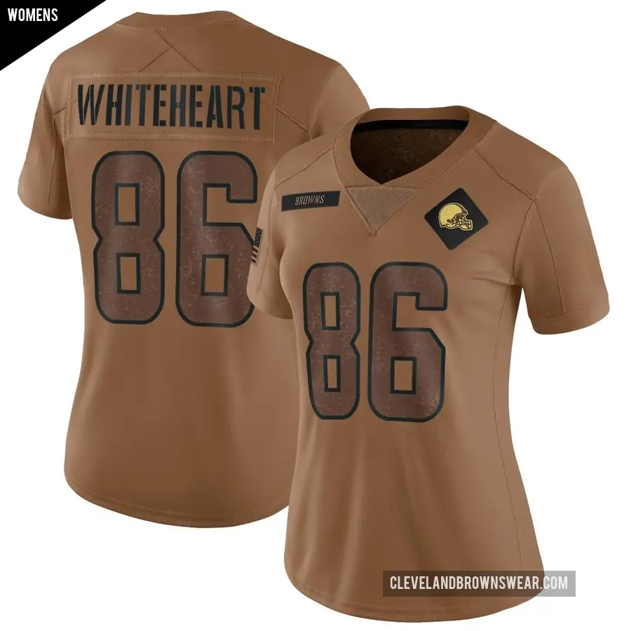 Women's Cleveland Browns ＃86 Blake Whiteheart Brown Limited 2023 Salute To Service Jersey