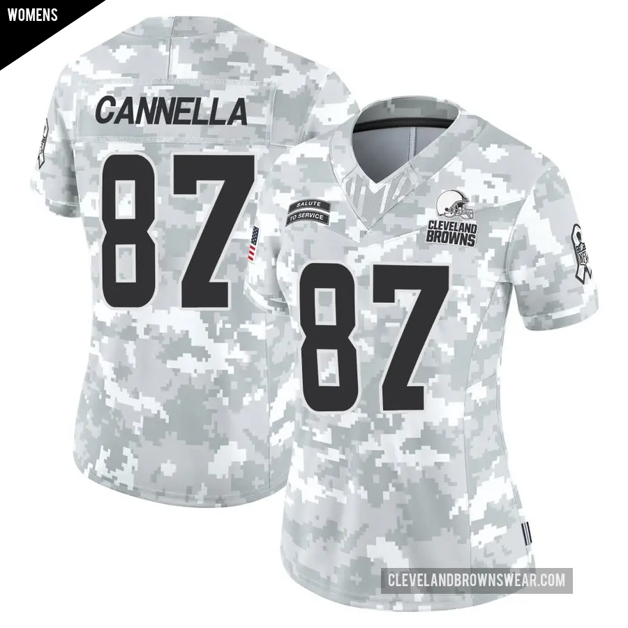 Women's Cleveland Browns ＃87 Sal Cannella Arctic Camo Limited 2024 Salute to Service Jersey