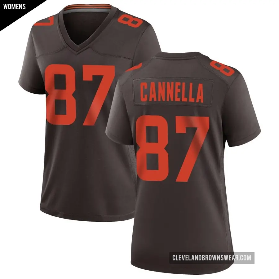 Women's Cleveland Browns ＃87 Sal Cannella Brown Game Alternate Jersey