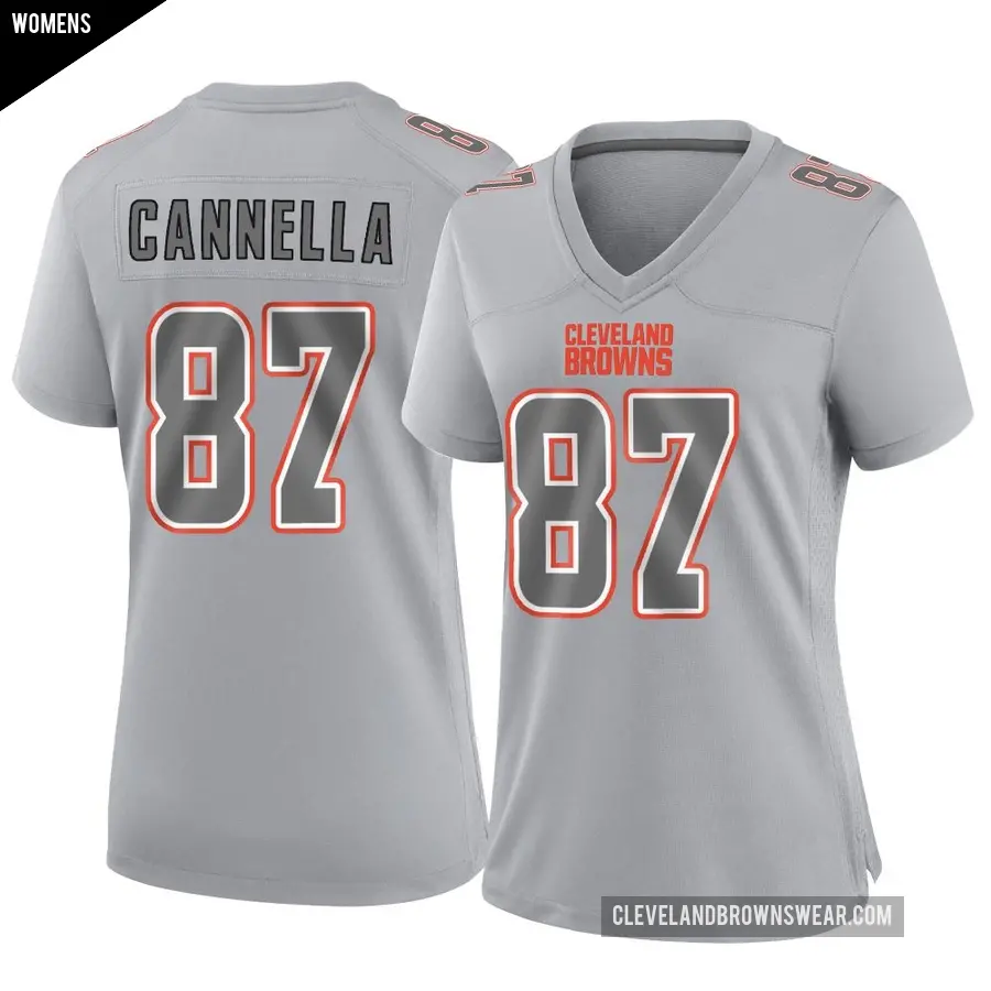 Women's Cleveland Browns ＃87 Sal Cannella Gray Game Atmosphere Fashion Jersey