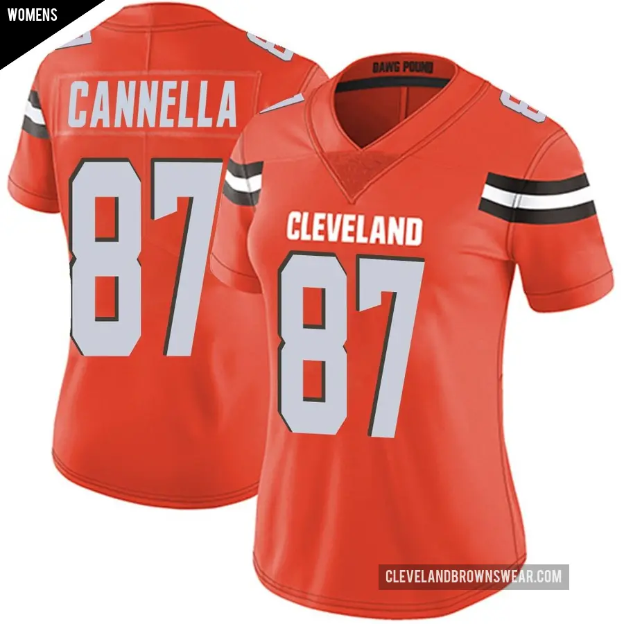 Women's Cleveland Browns ＃87 Sal Cannella Orange Limited Alternate Vapor Untouchable Jersey