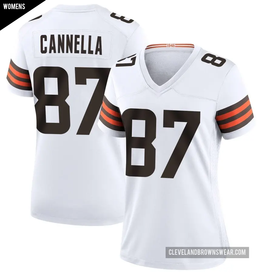 Women's Cleveland Browns ＃87 Sal Cannella White Game Jersey
