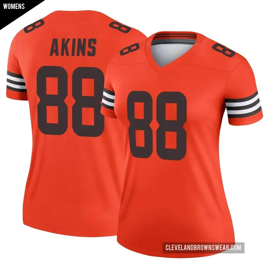 Women's Cleveland Browns ＃88 Jordan Akins Orange Legend Inverted Jersey