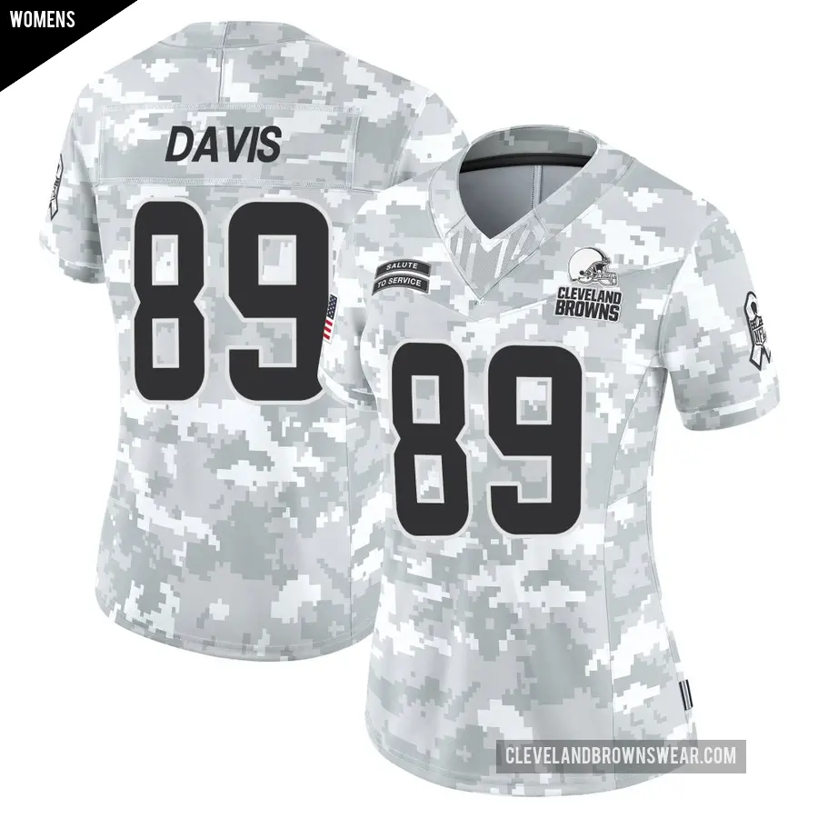 Women's Cleveland Browns ＃89 Kaden Davis Arctic Camo Limited 2024 Salute to Service Jersey