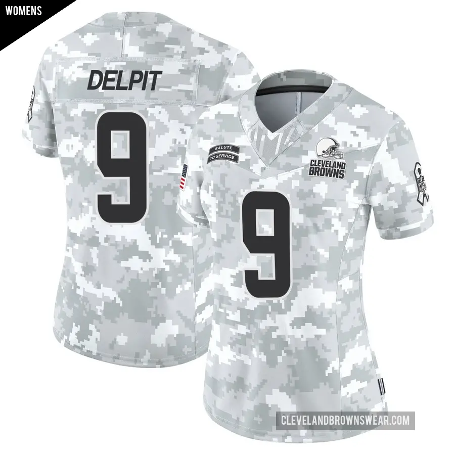 Women's Cleveland Browns ＃9 Grant Delpit Arctic Camo Limited 2024 Salute to Service Jersey