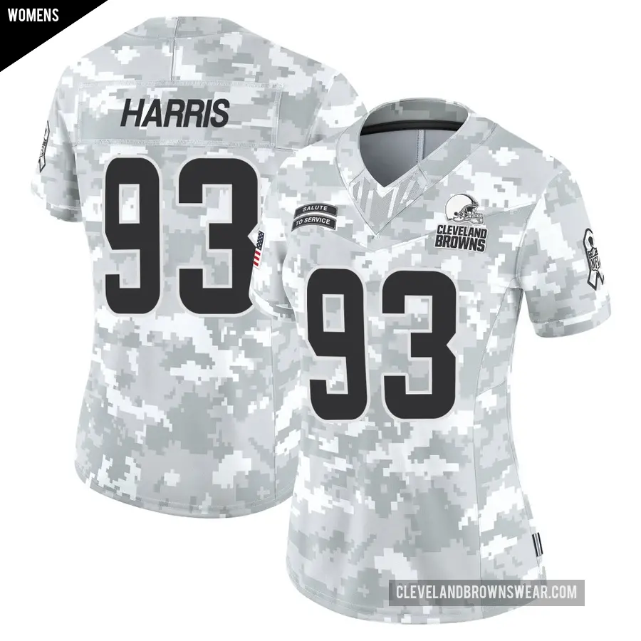Women's Cleveland Browns ＃93 Shelby Harris Arctic Camo Limited 2024 Salute to Service Jersey