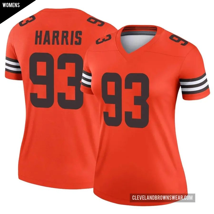 Women's Cleveland Browns ＃93 Shelby Harris Orange Legend Inverted Jersey