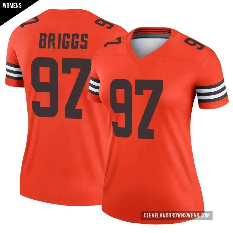 Women's Cleveland Browns ＃97 Jowon Briggs Orange Legend Inverted Jersey