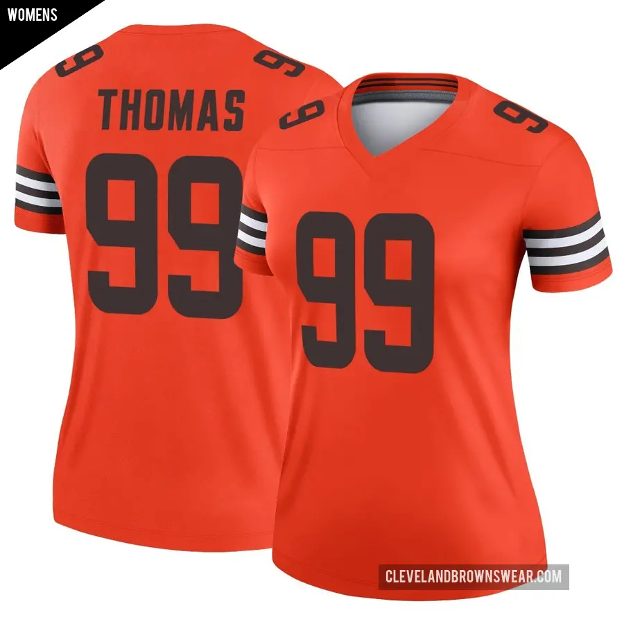 Women's Cleveland Browns ＃99 Cameron Thomas Orange Legend Inverted Jersey