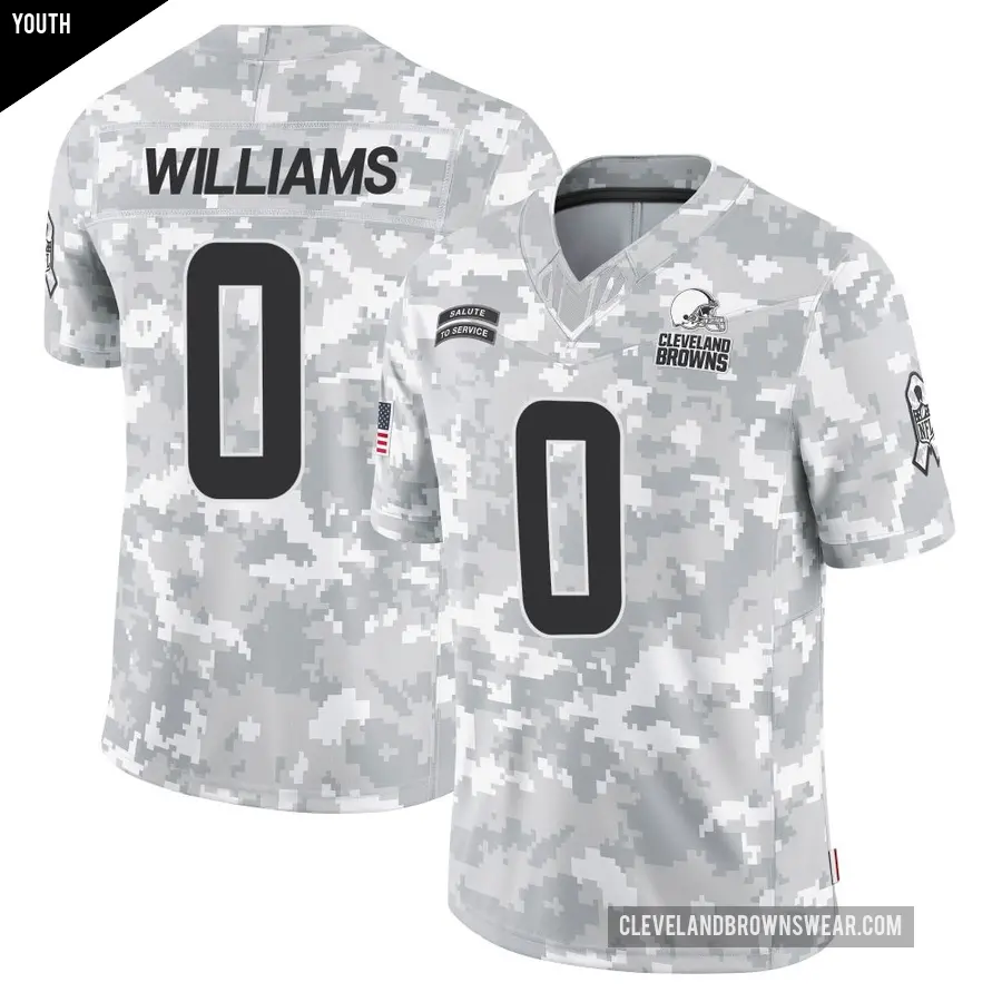 Youth Cleveland Browns ＃0 Bucky Williams Arctic Camo Limited 2024 Salute to Service Jersey